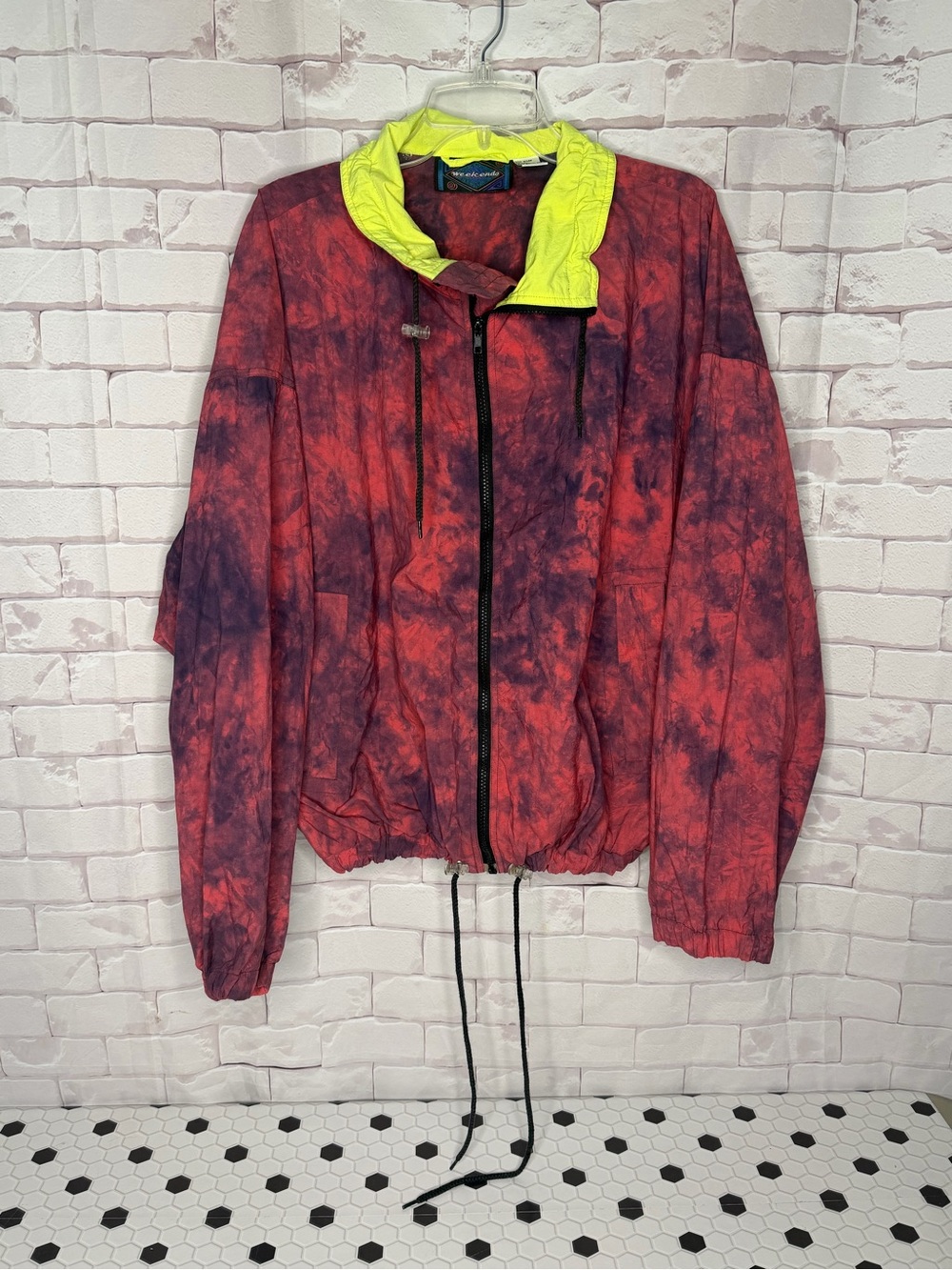 Vintage Neon Windbreaker Jacket Size‎ Large Abstract 80s 90s Retro Track Jacket